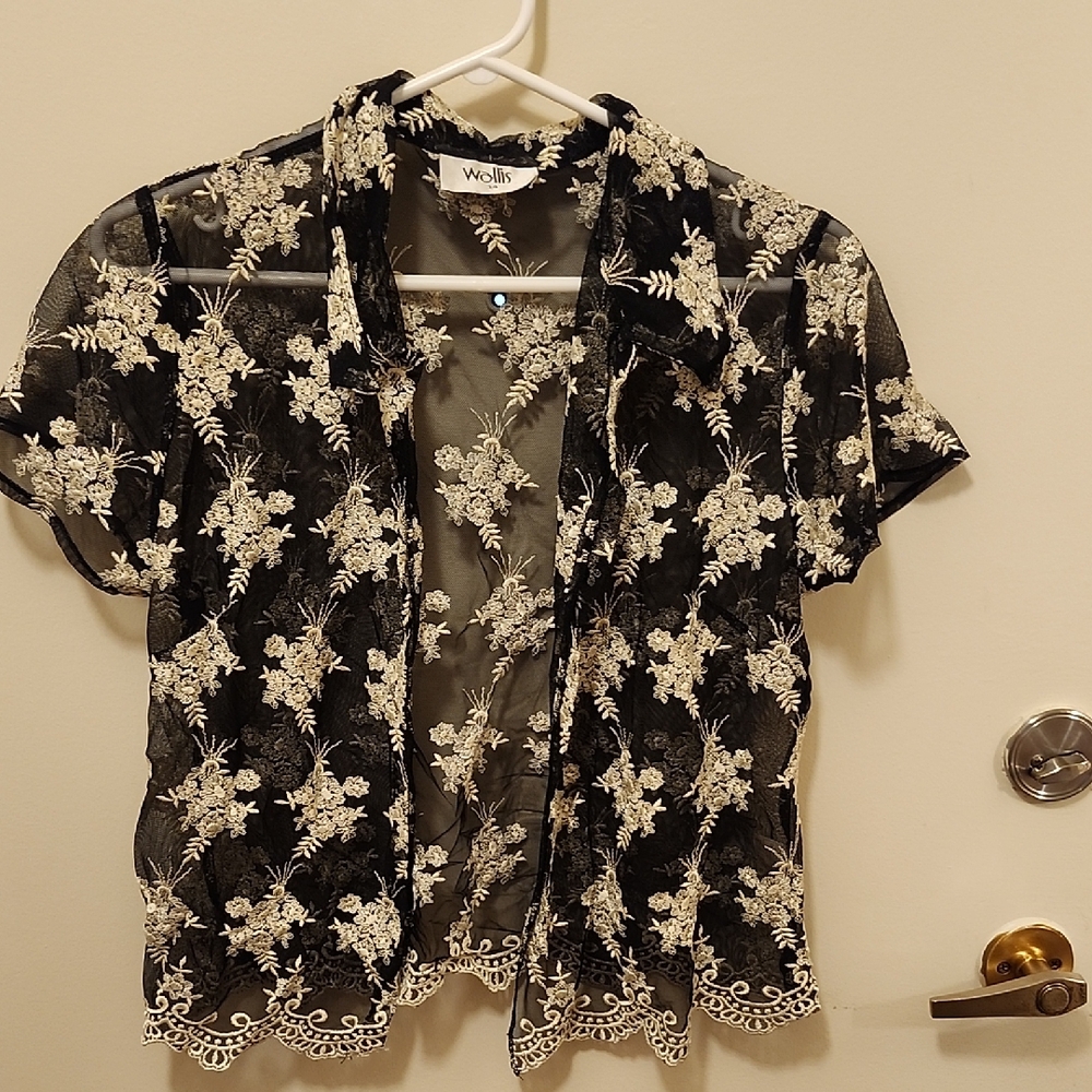 WALLIS Lace Button Up Top, Size 14, EUC